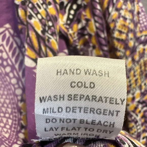 Jade Melody Tam Boho Tunic Top Semi Sheer Blouse Size S Purple Yellow Paisley - Picture 5 of 9